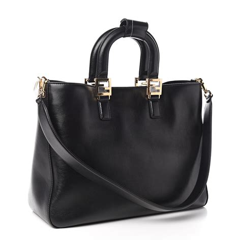 fendi glacier tote|FENDI Vitello Glacier Medium FF Tote Black .